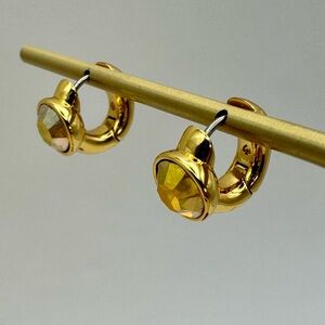 Kate Spade Keep Sparkling Round Huggie Earrings - Goldtone Sunrise NWT